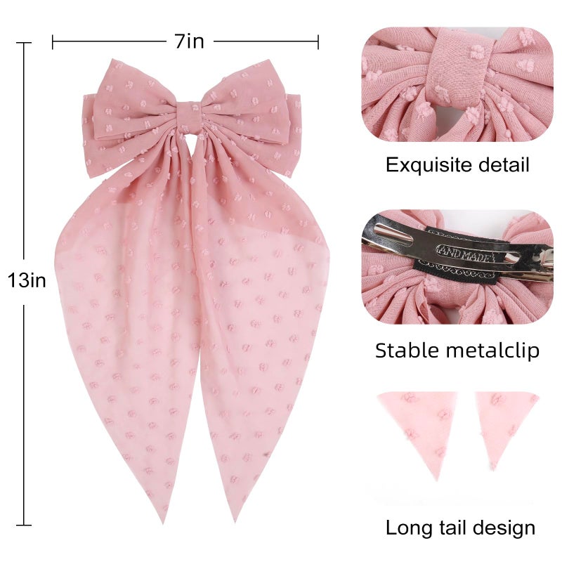 Tobeffect Hair Bow for Women Clips Bulk, Big Ribbon Bows with Long Tail, Oversized Bow Hair Accessories 8PCS - Image 3